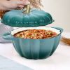 Pumpkin Dutch Oven With Cyan Enamel Cast Thanksgiving Gift