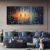Hand Painted Oil Painting Abstract Rain Scenery on Canvas Couple Painting