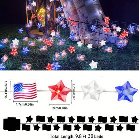 Flag String Lights, 4th Of July Memorial Day American Flag (model: 1p-American Flag Star String Lights)