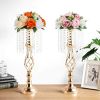 Luxury Metal Candle Holders with Crystal Flowers Vase Centerpieces Wedding